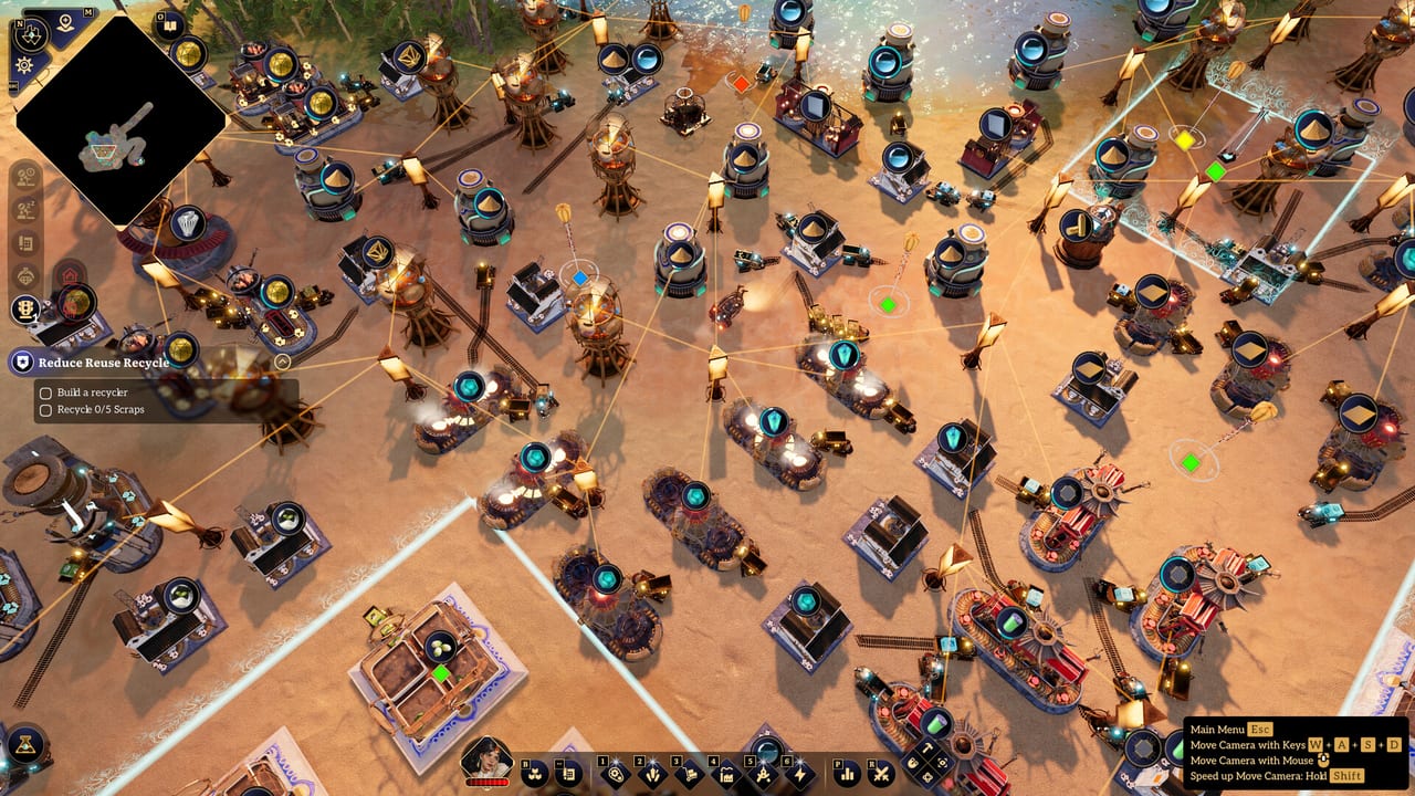 Brave New Wonders factory floor with automatons moving resources across a steampunk base